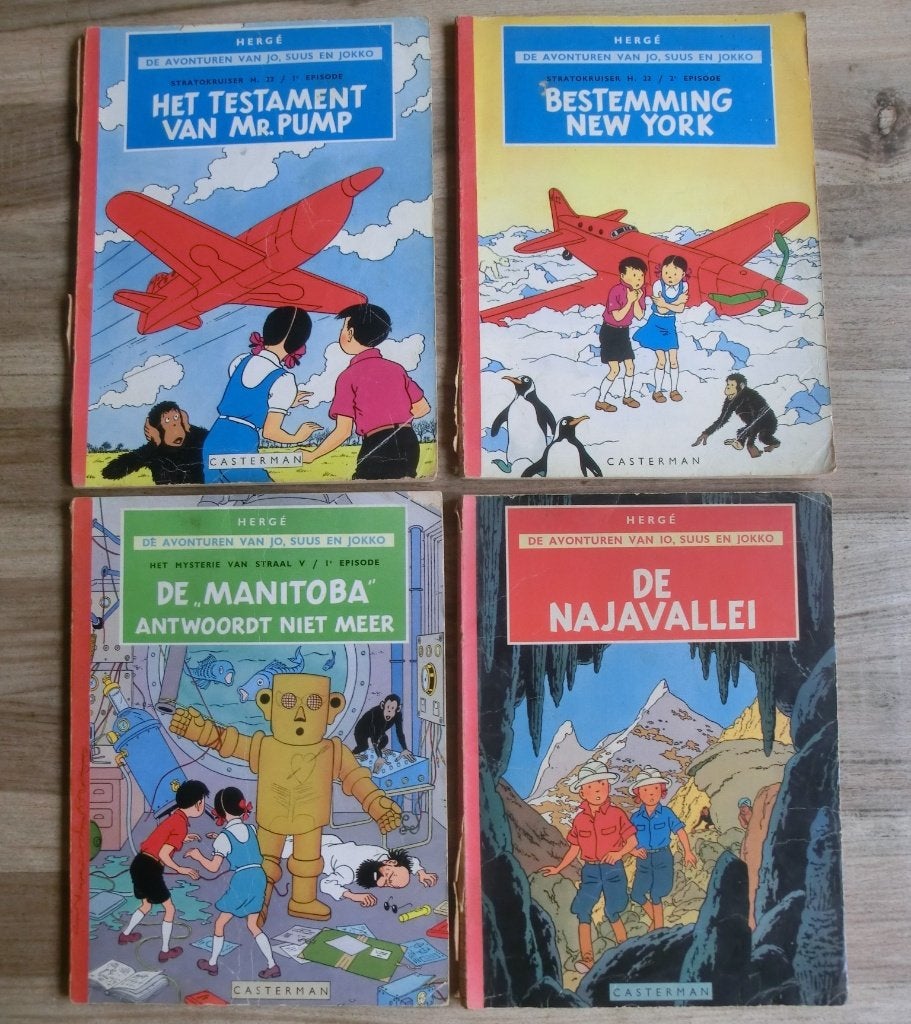 4 stripboeken uit de Jo, Suus en Jokko reeks, Boeken, Meerdere stripboeken, Ophalen of Verzenden, Gelezen