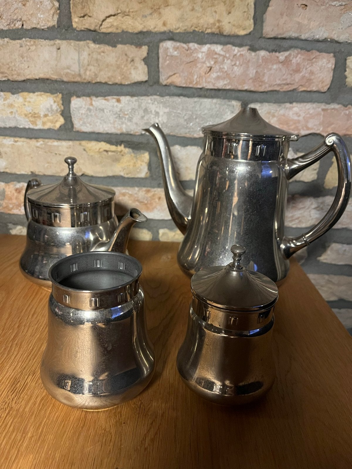 Daalderop Antiek Verzilverd Koffie- en Theeservies (4-delig), Ophalen of Verzenden