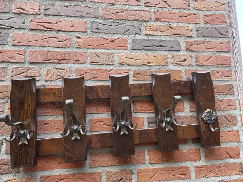 kapstok eiken vintage messing haken, Ophalen of Verzenden, 'T Olde Gre-j, Info@toldegrej.nl, Endepoelstraat 20f Didam