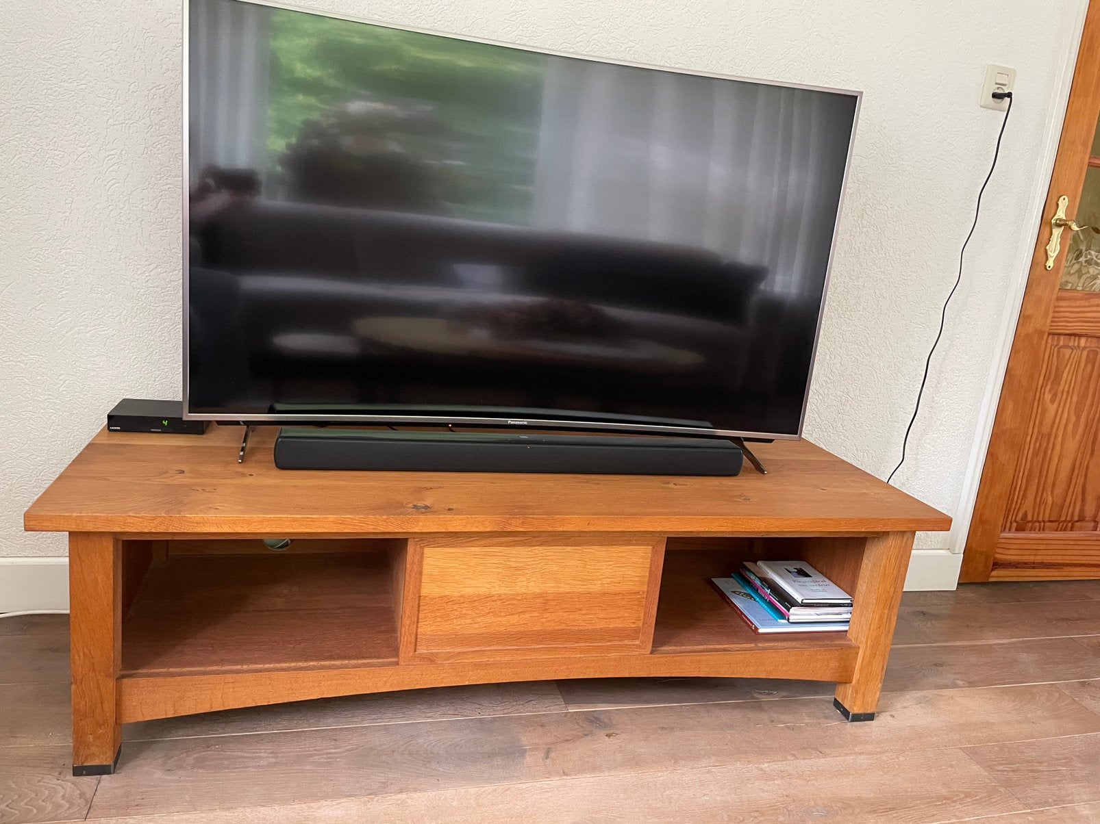 Tv kast van teakhout 155 cm breed, Ophalen, Gebruikt, 150 tot 200 cm, Teakhout