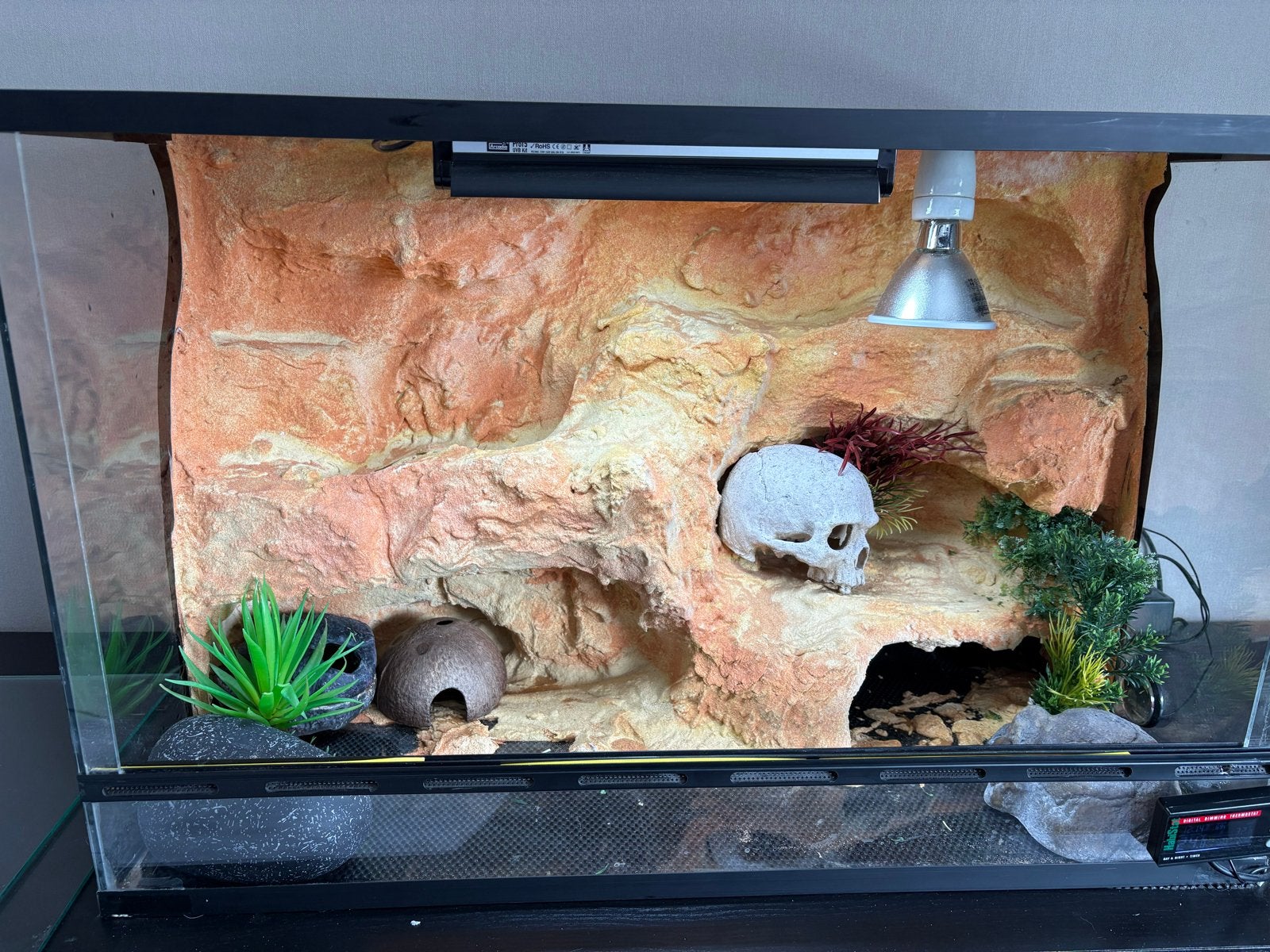 Terrarium 3D incl: uvb&warmte lamp,dim thermostat, decoratie, Dieren en Toebehoren, Reptielen en Amfibieën | Toebehoren, Ophalen
