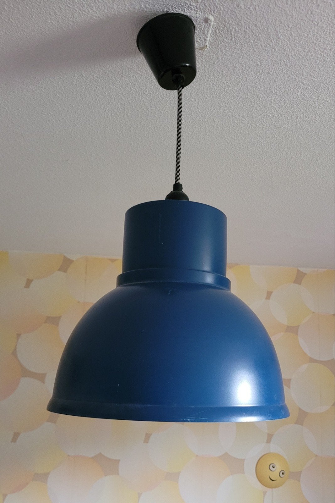 Mooie blauwe metalen hanglamp, Ophalen of Verzenden, Metaal