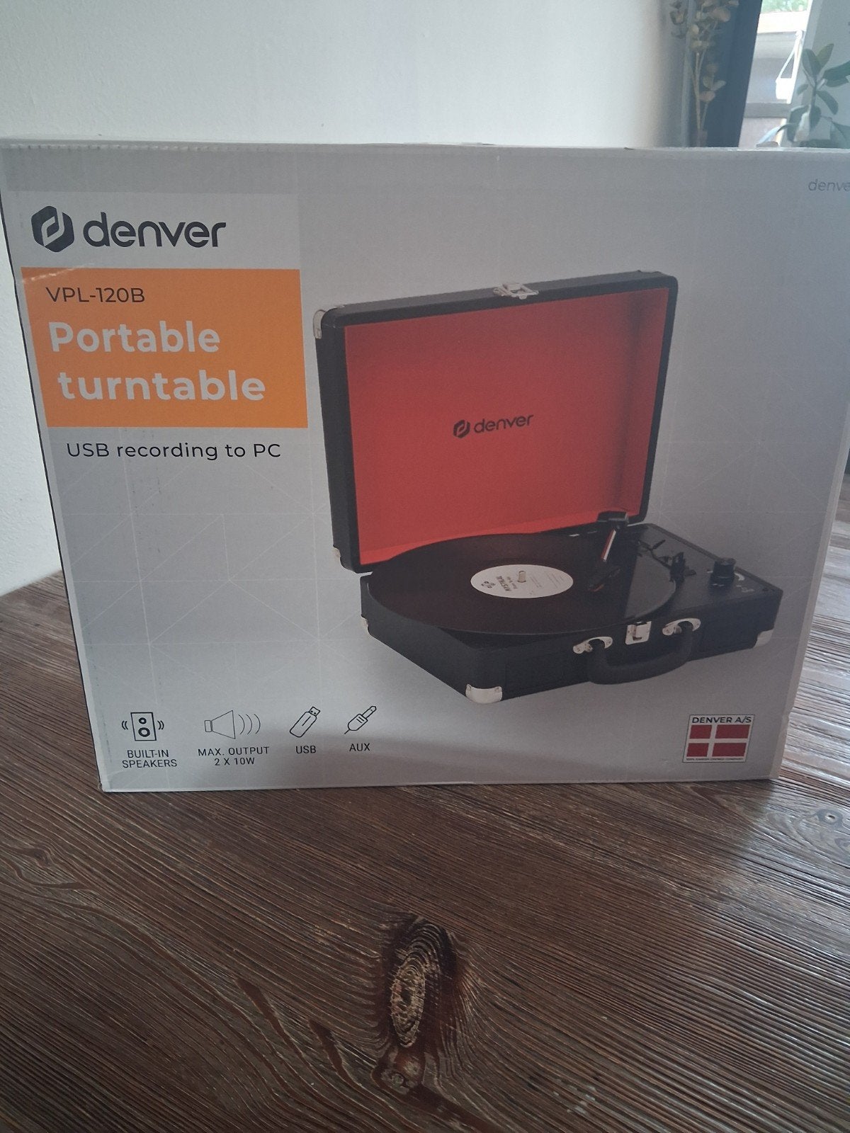 Denver VPL-120B Draagbare Platenspeler met USB-opname, Overige merken, Nieuw, Ophalen of Verzenden, USB-aansluiting