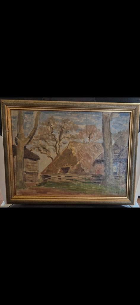 Reinhart Dozy, Oud schilderij van boerderijlandschap, Ophalen of Verzenden
