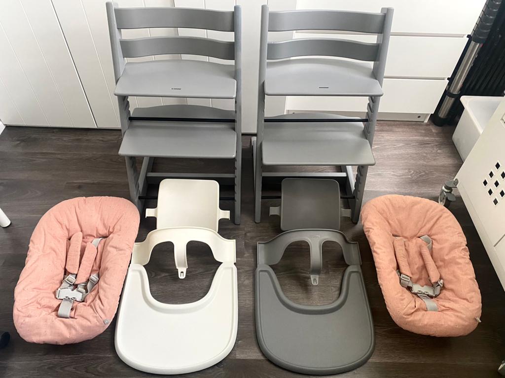 Stokke Tripp Trapp Stoelen met Baby Set en newborn set, Kinderen en Baby's, Kinderstoelen, Ophalen, Gebruikt, Meegroeistoel, Aanschuifbaar