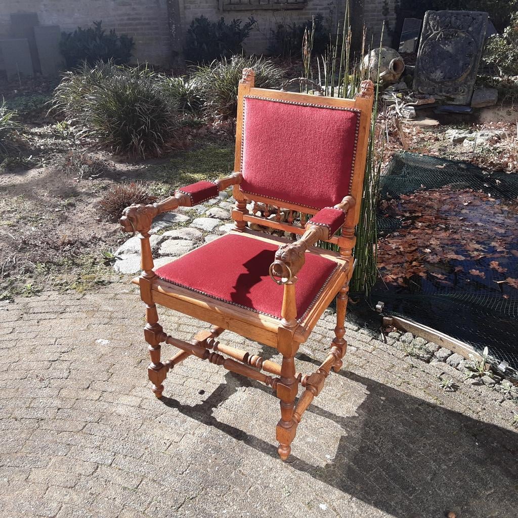 Antieke koningsstoel, Antiek en Kunst, Antiek | Meubels | Stoelen en Banken, Ophalen