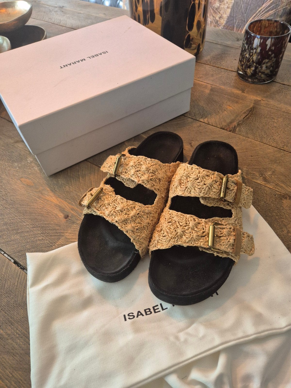 Isabel Marant Lindsay Story sandalen maat 40, Isabel Marant, Beige, Zo goed als nieuw, Sandalen of Muiltjes