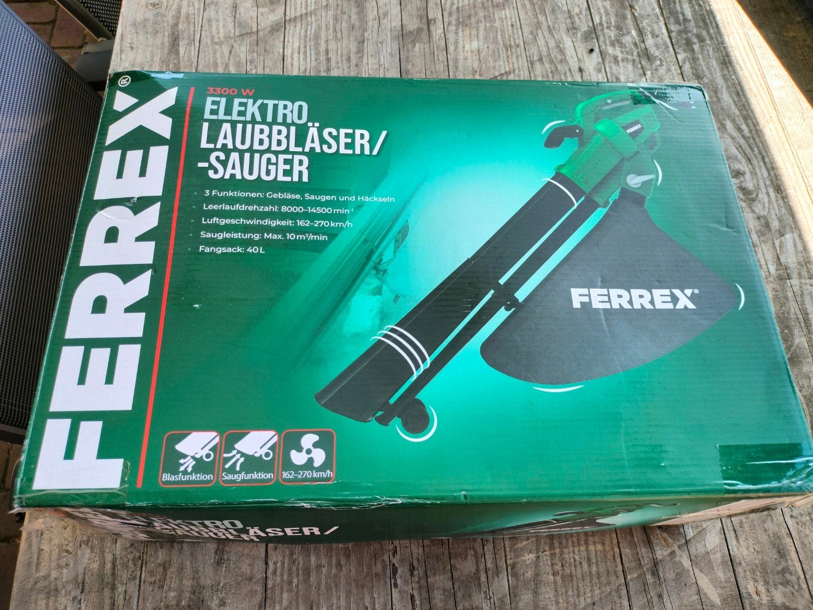 Ferrex 3300W Elektrische Bladblazer/zuiger met Versnipper, Ophalen, Ferrex, Nieuw, Elektrisch