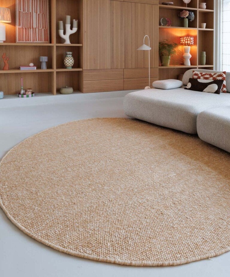 Rond wollen vloerkleed – cognac 250 nieuw, Rond, Ophalen of Verzenden, 200 cm of meer, Nieuw