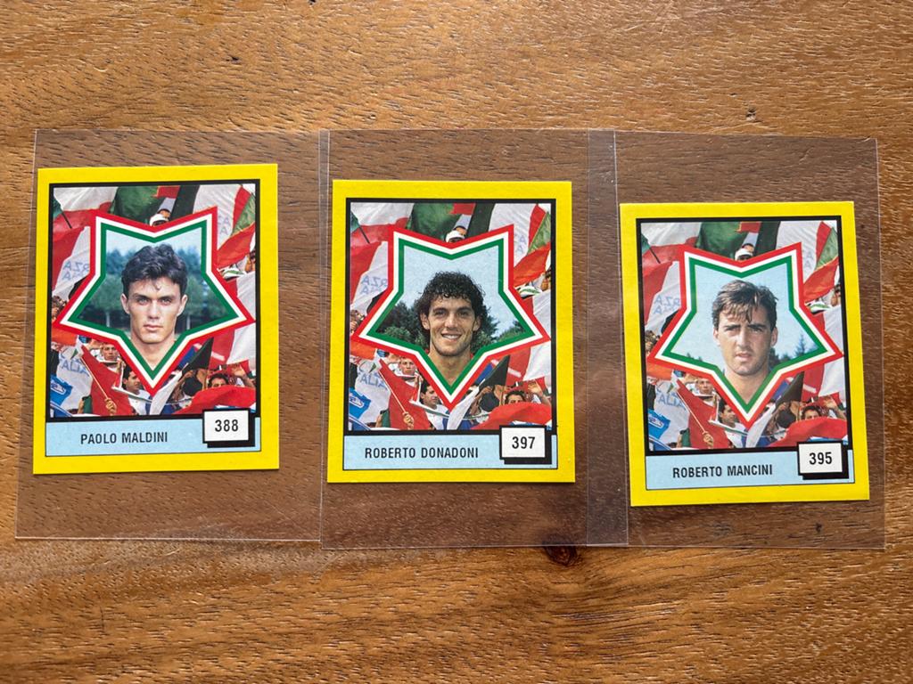 Voetbalplaatjes Il Grande Calcio '90 - Maldini, Mancini, Ophalen of Verzenden, Zo goed als nieuw, Meerdere plaatjes