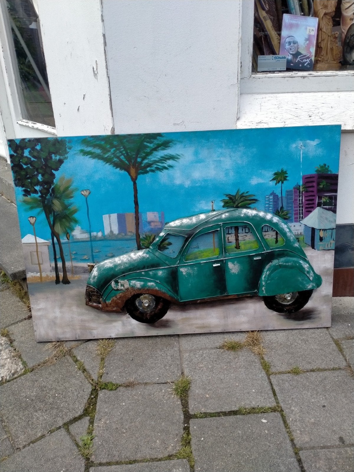 Metalen wandhanger met citroen deux chevaux, Ophalen of Verzenden, Zo goed als nieuw, Auto's