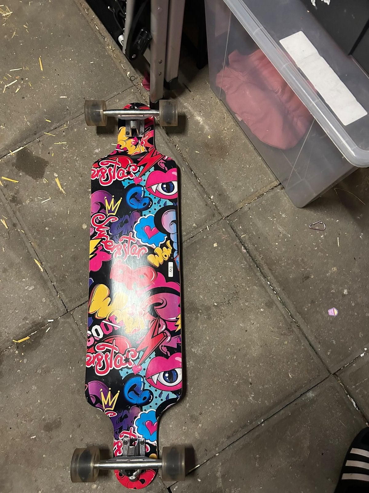 Longboard met kleurrijke print, Ophalen of Verzenden, Zo goed als nieuw, Skateboard, Longboard