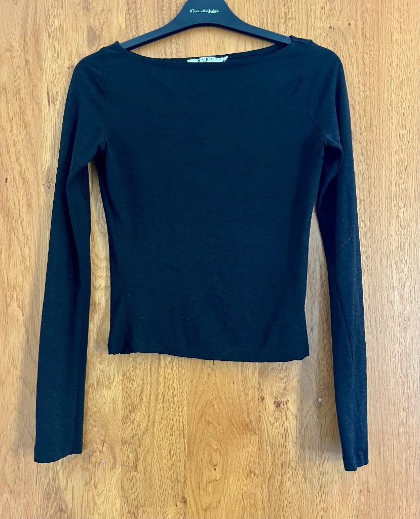 NA-KD Top met boothals & lange mouwen (M), Kleding | Dames, Maat 38/40 (M), NA-KD, Zwart, Ophalen of Verzenden