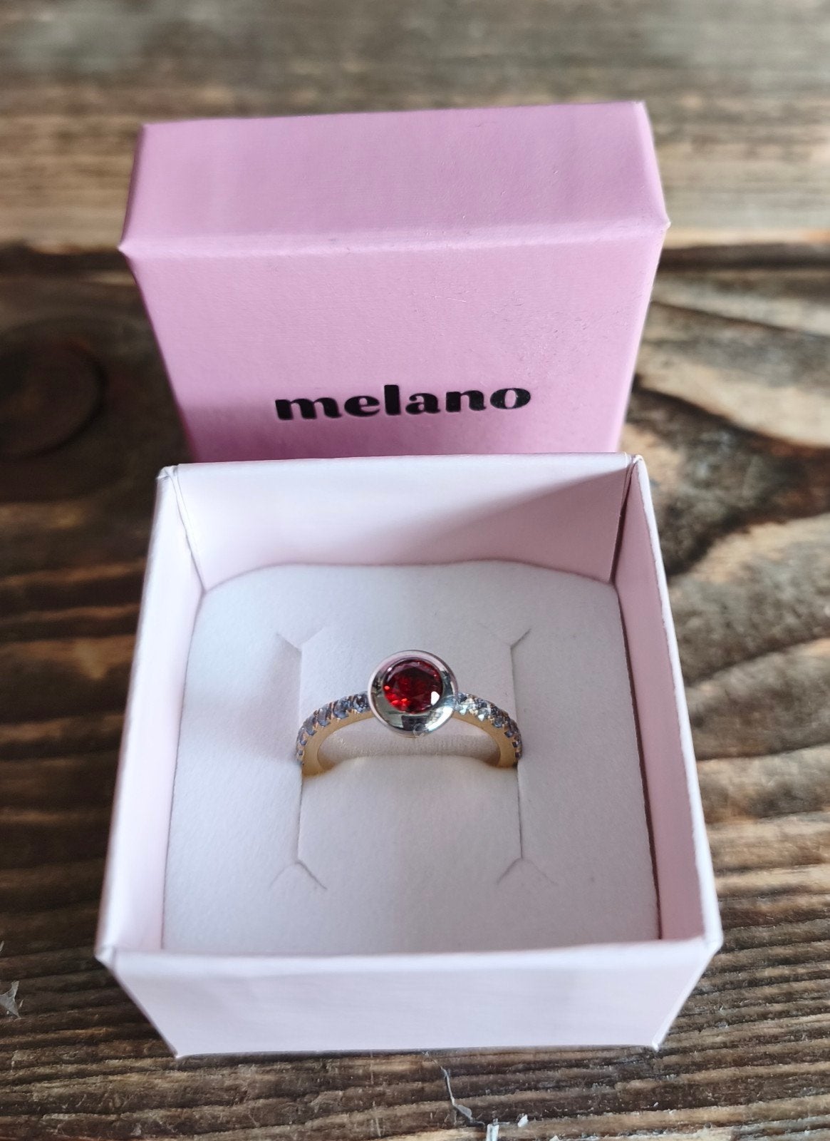 Melano vivid ring met rode steen, maat 64, Met kristal, Overige materialen, 20 of groter, Nieuw