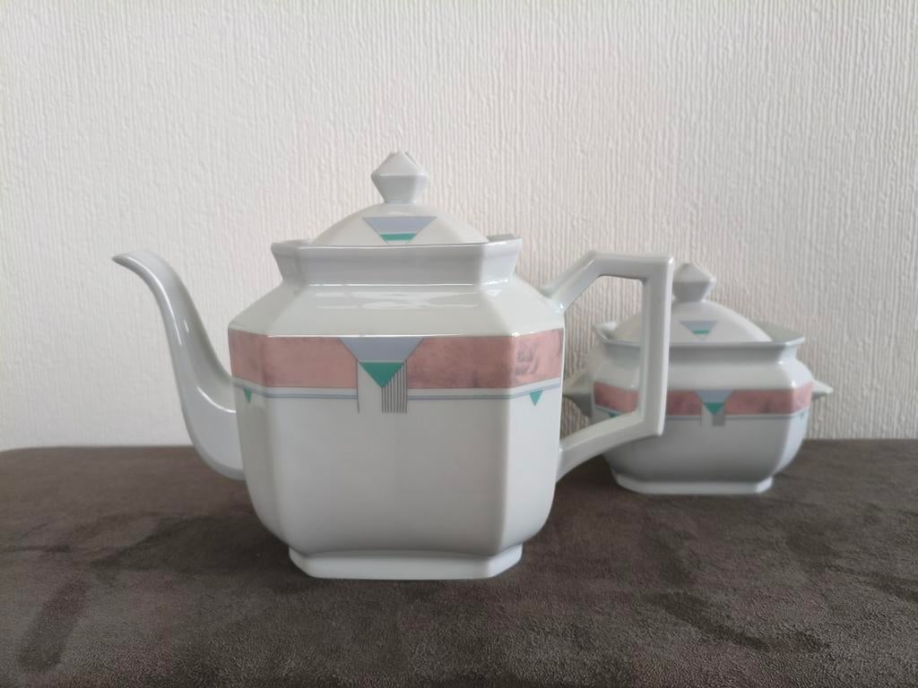 Letang Remy porseleinen theepot en suikerpot, Huis en Inrichting, Keuken | Servies, Overige typen, Overige stijlen, Porselein