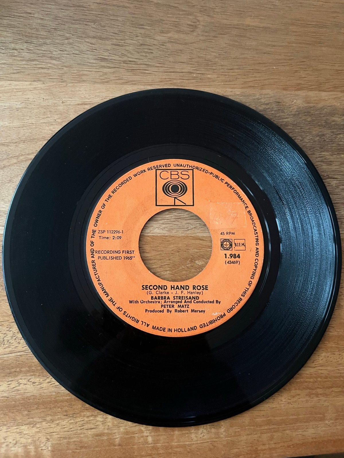 Barbra Streisand - Second Hand Rose / The Kind of Man a Woma, Gebruikt, 7 inch, Ophalen of Verzenden, Pop