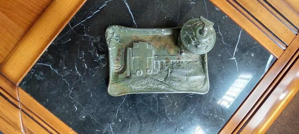 Art deco frans WWI vide poche met inktpot verdun, Antiek en Kunst, Ophalen of Verzenden