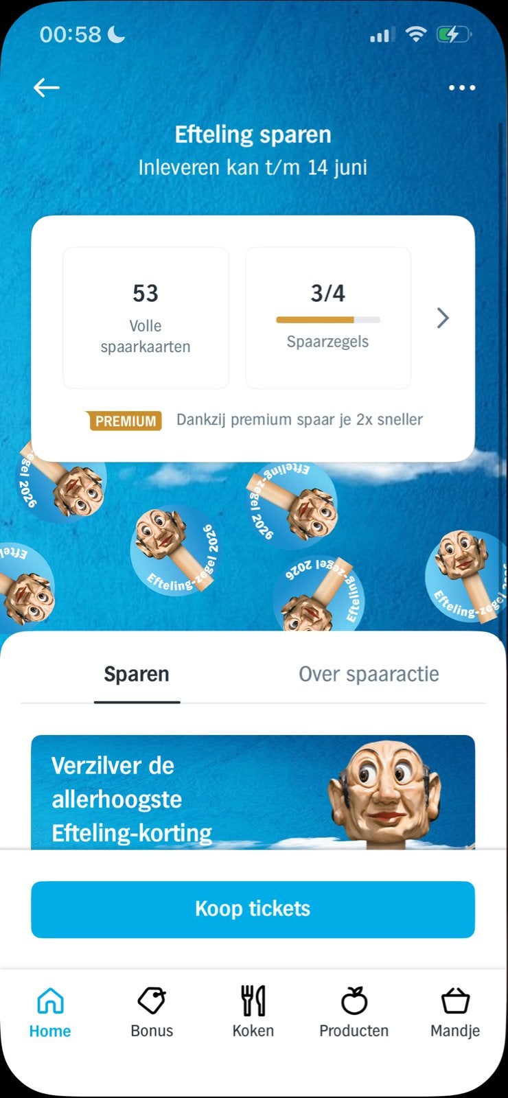 AH Efteling zegels - Spaar voor korting op tickets, Ophalen of Verzenden