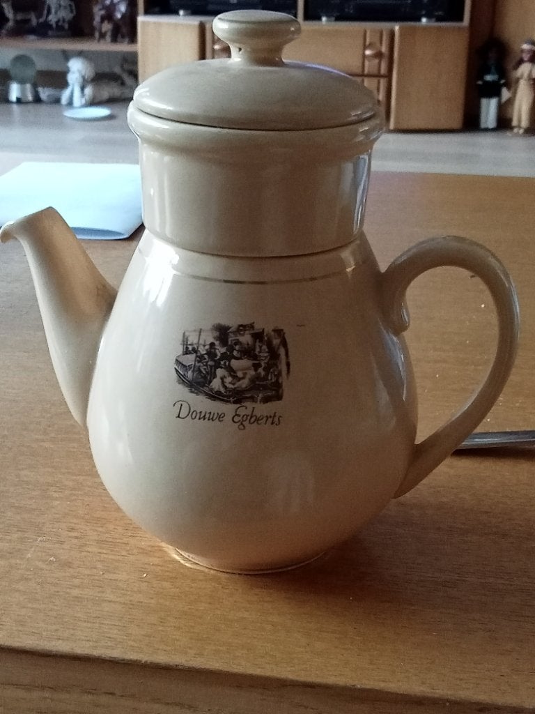 Vintage Douwe Egberts Theepot met filter, Ophalen, Zo goed als nieuw