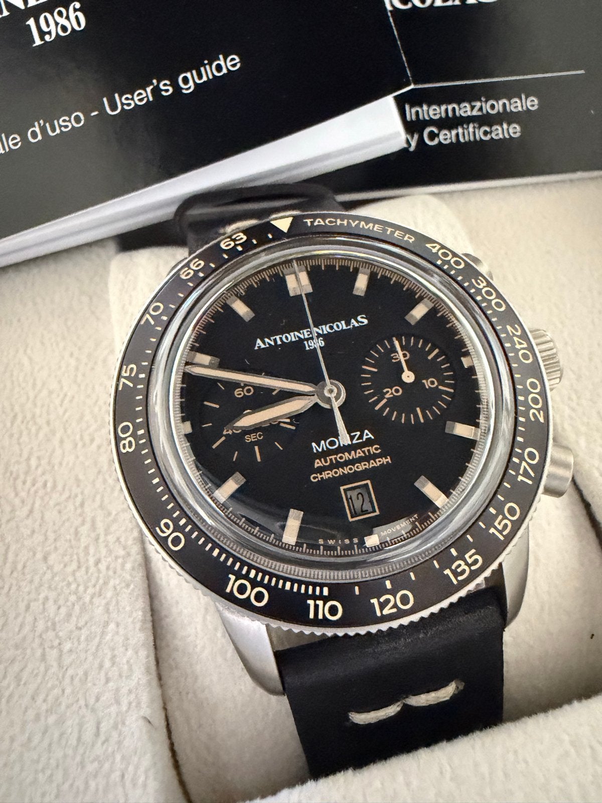 Antoine Nicolas 1986 Monza Automatic Chronograph Limited Edi, Overige merken, Leer, Staal, Polshorloge