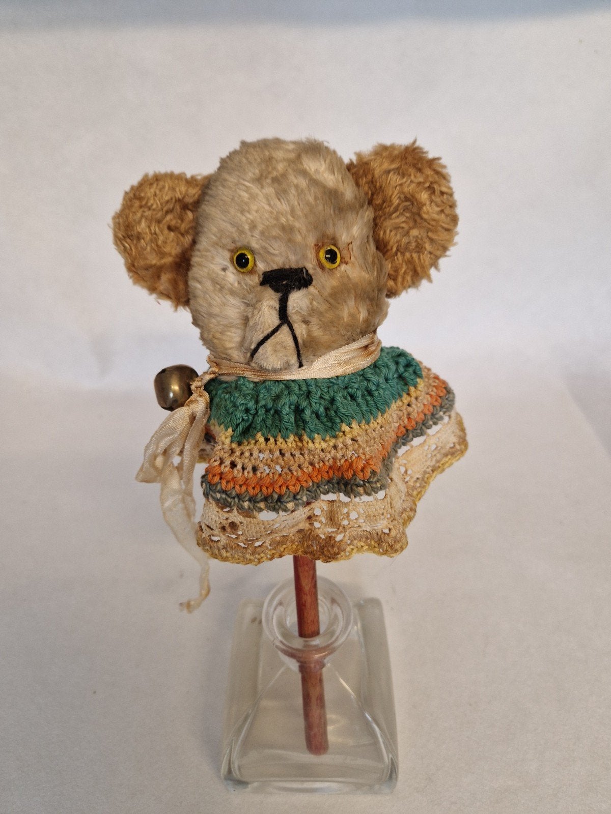 Vintage Teddybeer Hoofd op Stok - 28 cm, Ophalen of Verzenden