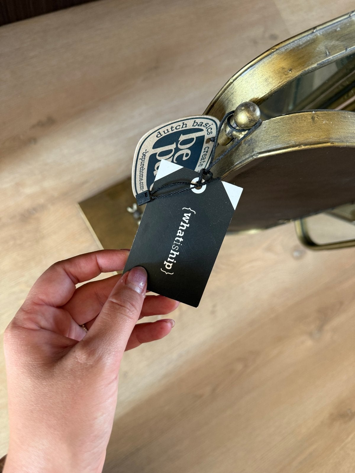 Gouden drieluik spiegel met standaard - Nieuw, Ophalen, Nieuw, Minder dan 100 cm, Rechthoekig