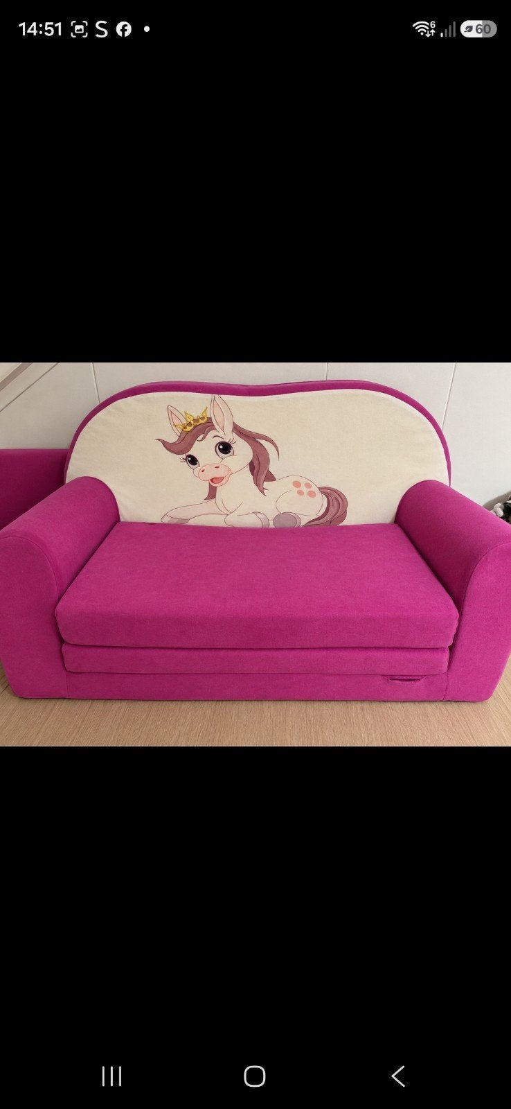 Slaapbankje voor kinderkamer - Eenhoorn design, Ophalen of Verzenden, Gebruikt, Eenpersoons, Roze