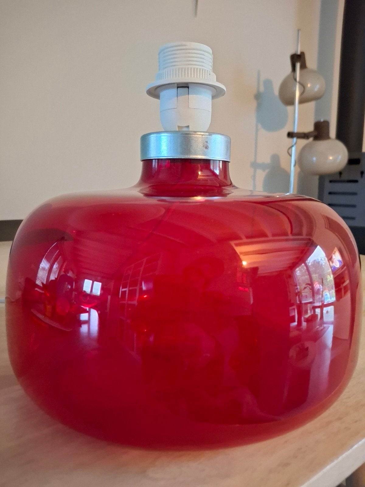 IKEA B0211 Vintage rode glazen Lamp Carl Öjerstam- Zeldzaam!, Ophalen, Gebruikt, IKEA, Glas