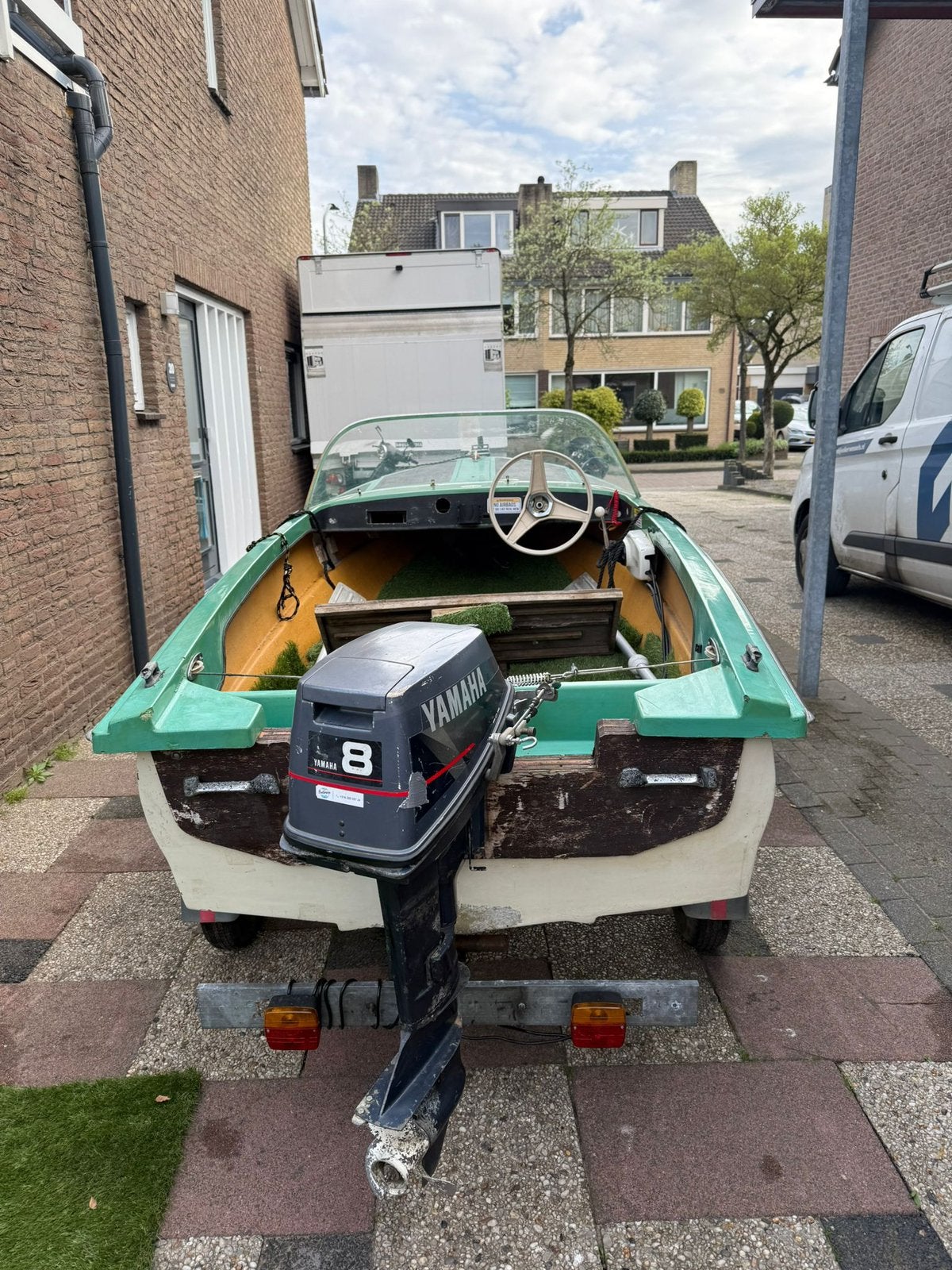 Polyester bootje 8pk yamaha buitenboordmotor, Gebruikt, 4 m, Buitenboordmotor, Polyester