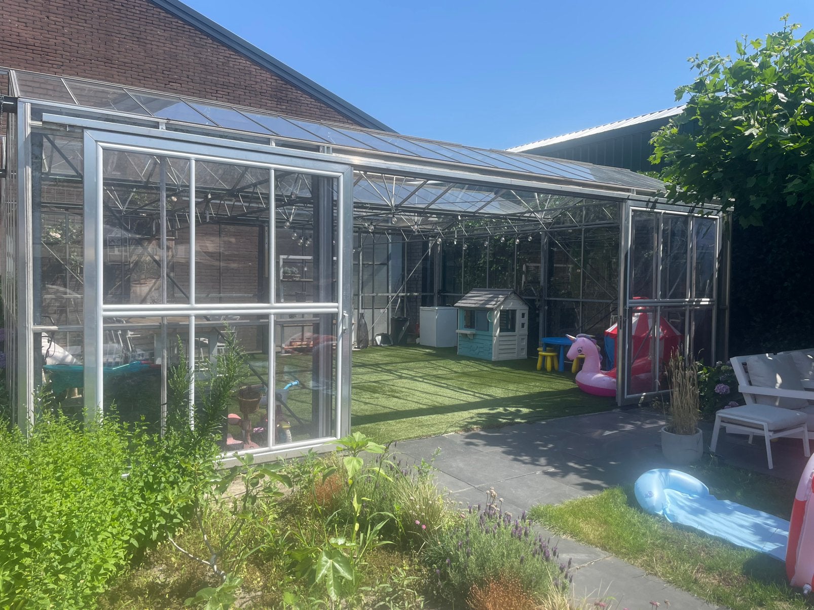 Grote aluminium serre / tuinkamer / kas te koop, Ophalen, Glas, Zo goed als nieuw, Aluminium