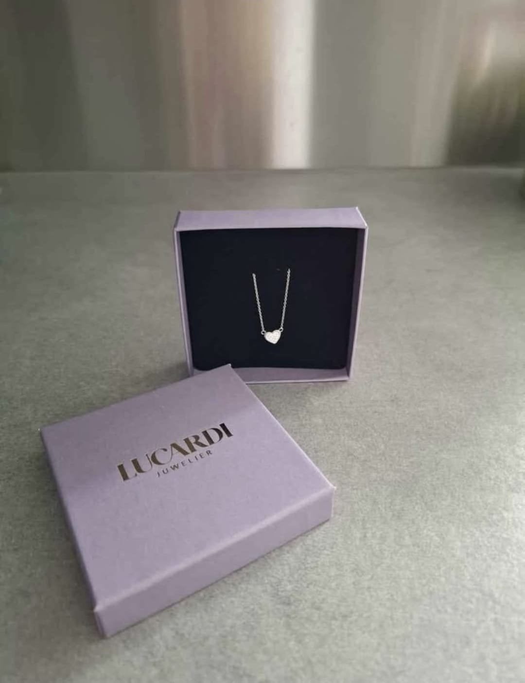 Zilveren halsketting met hartje van Lucardi, Ophalen, Nieuw, Zilver, Met hanger