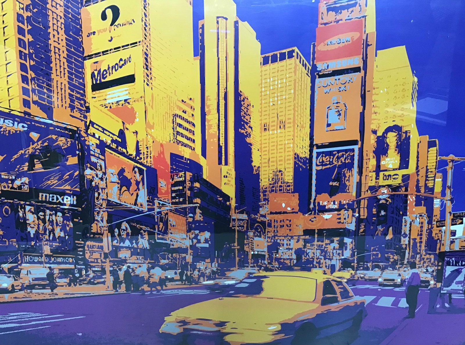 ingelijste poster van New York in frisse kleuren, Ophalen, Gebruikt, Met lijst, Deurposter of groter