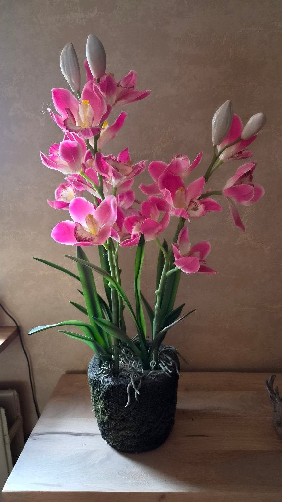 Levensechte kunst orchidee met pot, Ophalen, Binnen, Roze, Kunstbloem