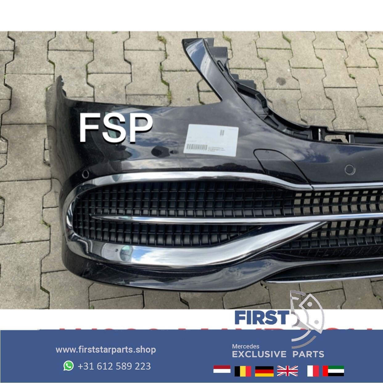 W222 S63 MAYBACH VOORBUMPER COMPLEET ZWART S KLASSE originee, Gebruikt, -, Voor, Ophalen of Verzenden