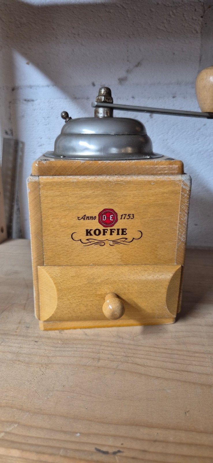 Vintage DE Koffie Anno 1753 handmatige koffiemolen, Antiek en Kunst, Ophalen of Verzenden