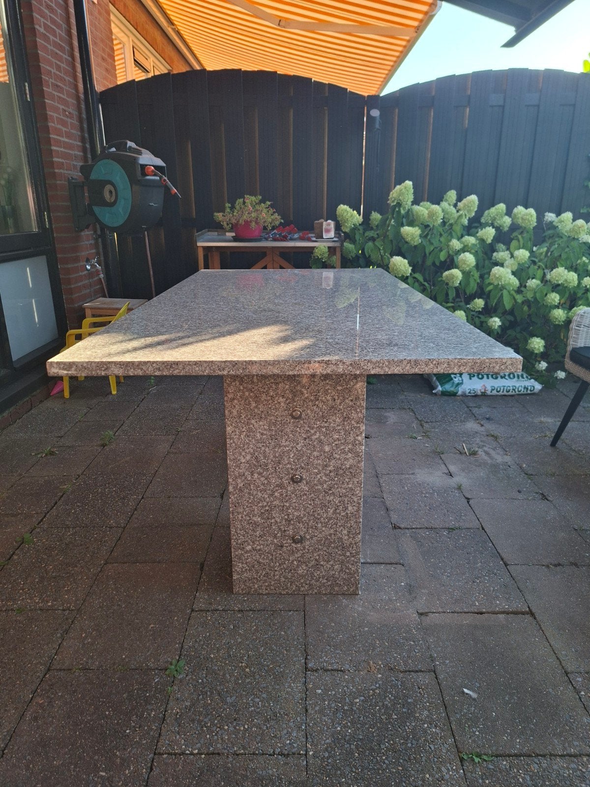 Natuurstenen tuintafel - 180x90x75 cm, Ophalen, Gebruikt, Rechthoekig, Overige materialen