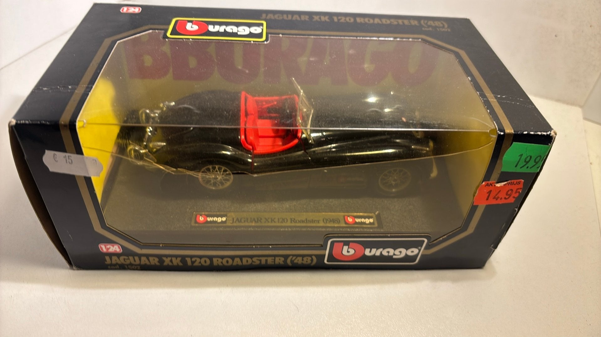 Jaguar xk120 roadster black bburago 1.24, Ophalen of Verzenden, Bburago, A, A