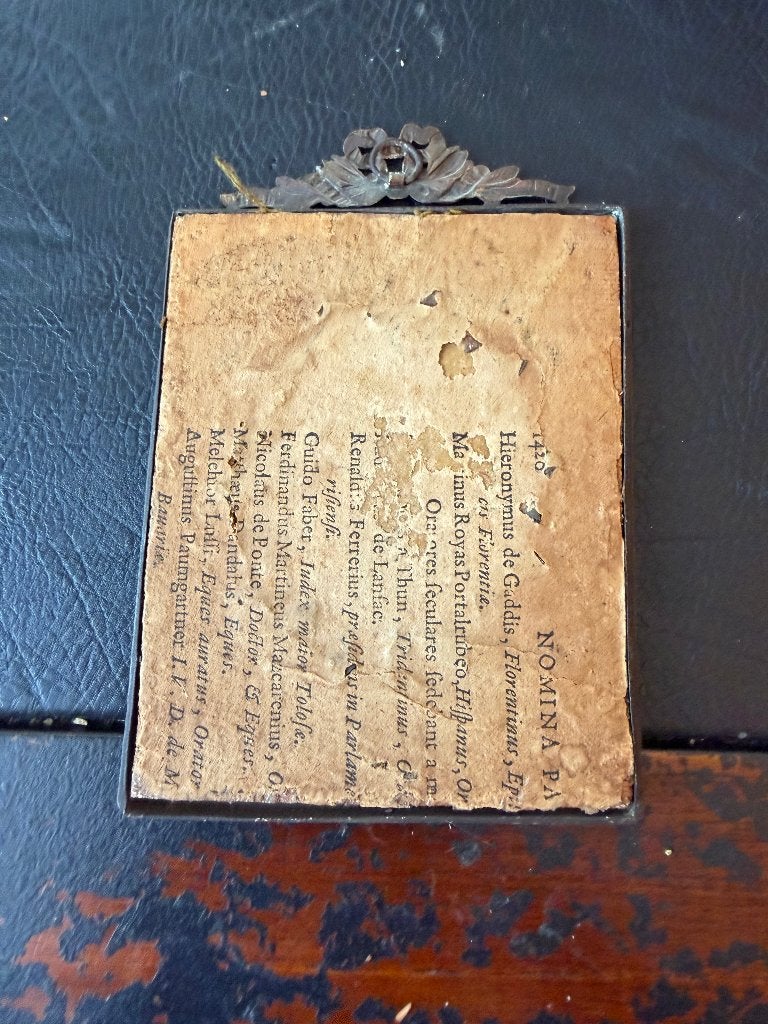 Antiek Miniatuur Portret in Bronzen Lijst, Ophalen of Verzenden