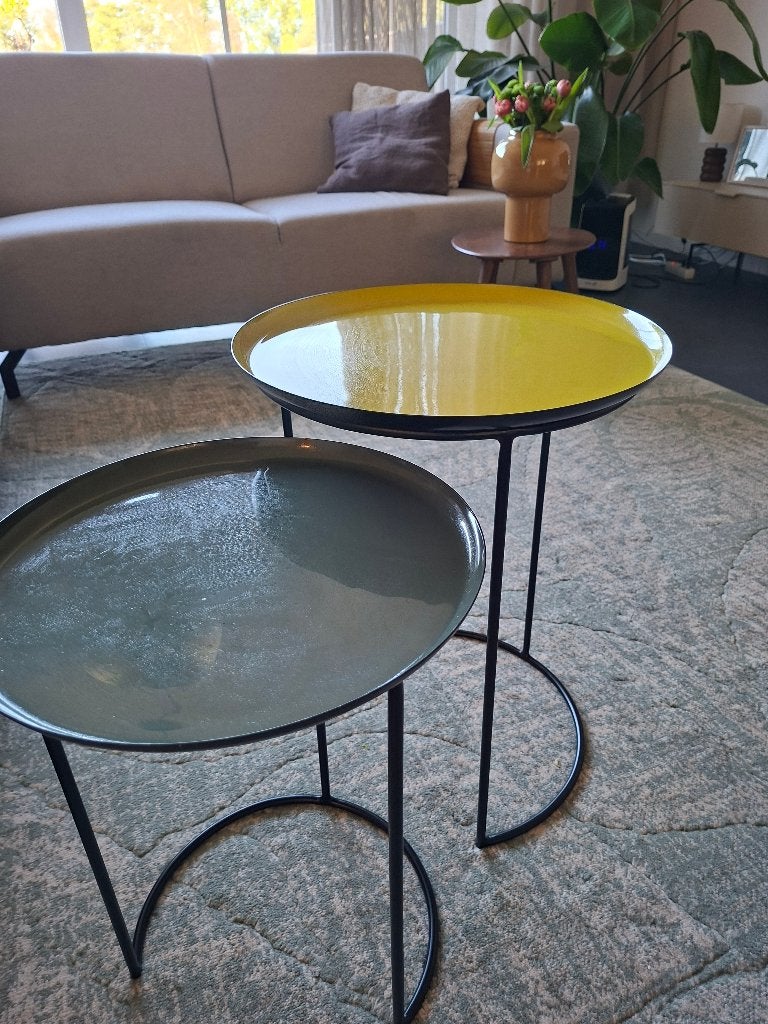 bijzettafels, Minder dan 55 cm, Gebruikt, Metaal of Aluminium, Rond