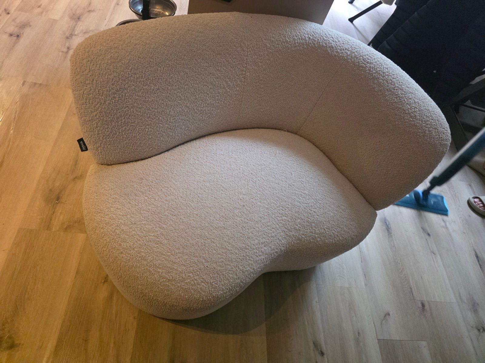 Woood fauteuil van teddy stof, kleur crème, Huis en Inrichting, Ophalen, 75 tot 100 cm, Zo goed als nieuw, Modern, Teddy