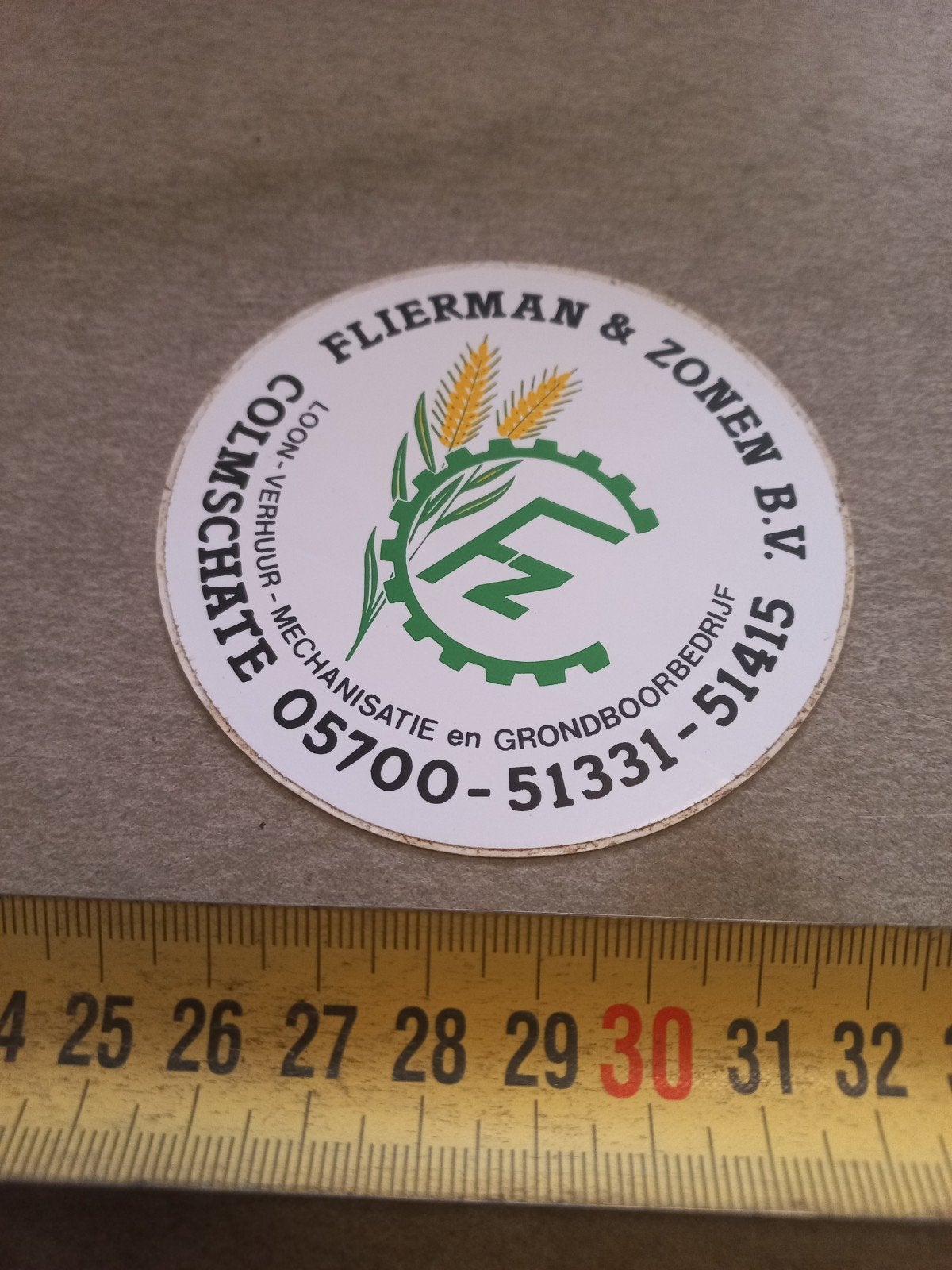 Vintage sticker Flierma & Zonen B.V. Colmschate, Ophalen of Verzenden