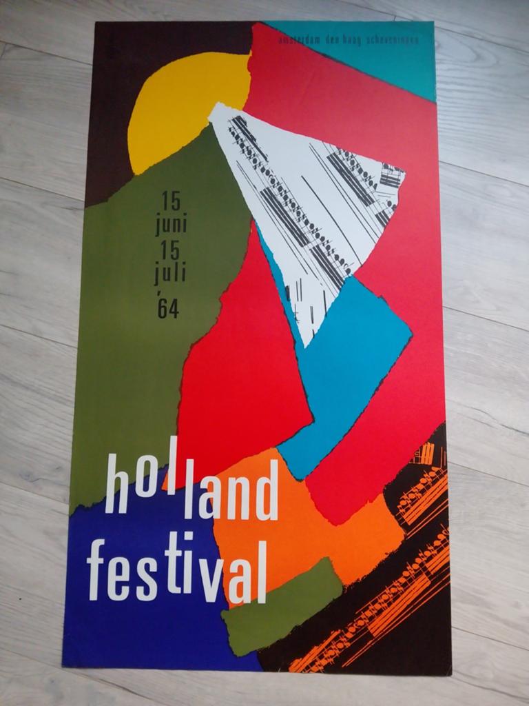 Vintage Holland Festival Poster 1964 - D. Elffers, Deurposter of groter, Ophalen of Verzenden, Overige onderwerpen, Rechthoekig Staand