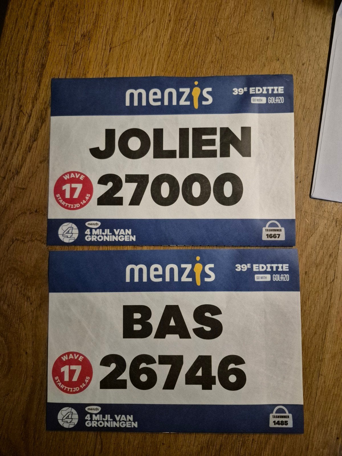 2 startbewijzen voor de 4 mijl van Groningen, Twee personen