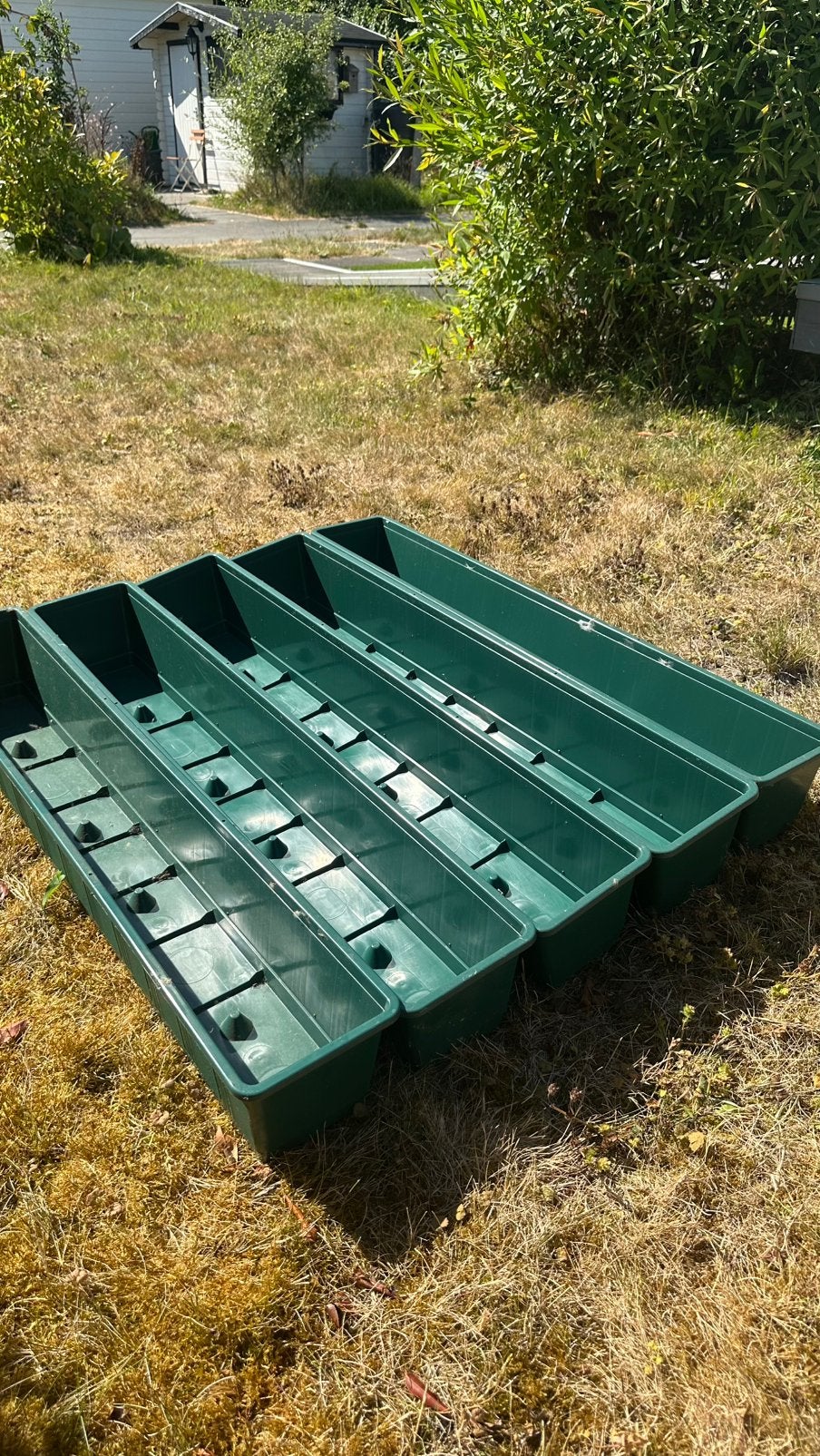 5 groene plantenbakken 100x17x14 cm, Ophalen, Kunststof, Minder dan 30 cm, Nieuw