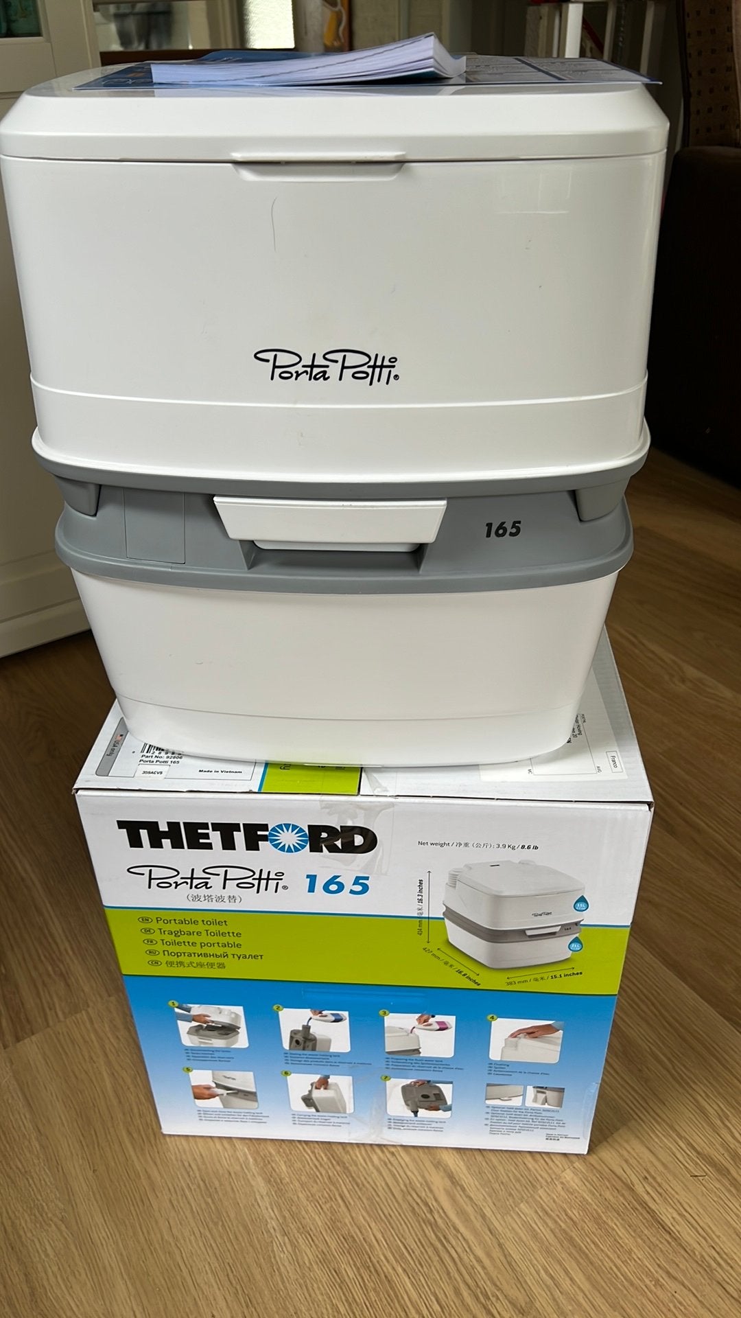Porta potti 165 thetford met vloeistof, Ophalen of Verzenden, Zo goed als nieuw