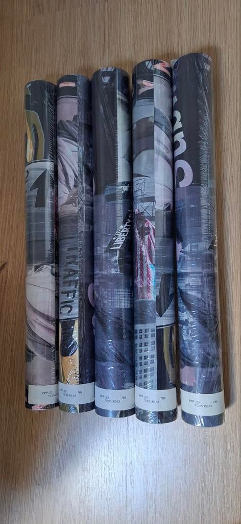 5 rollen New York behang - Stadsgezicht met Vrijheidsbeeld, Ophalen of Verzenden, 25 tot 50 m², Grijs, New York, Stadsgezicht, Modern, Urban