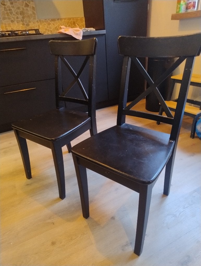 Ikea ingolf stoelen zwart, Ophalen, Gebruikt, Twee, Zwart