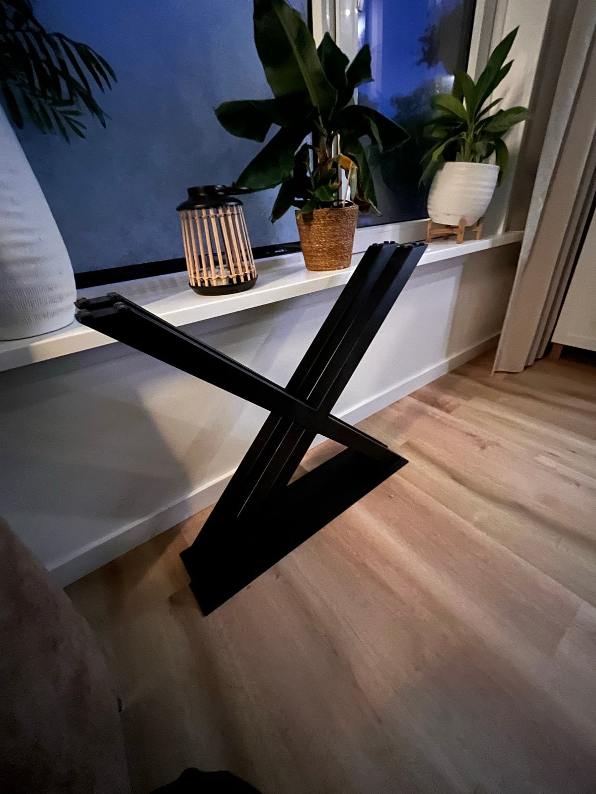 2x IJzeren X-vorm tafelpoot, zwart gepoedercoat, Huis en Inrichting, Ophalen, Tafelpoot, 50 tot 100 cm, Zo goed als nieuw