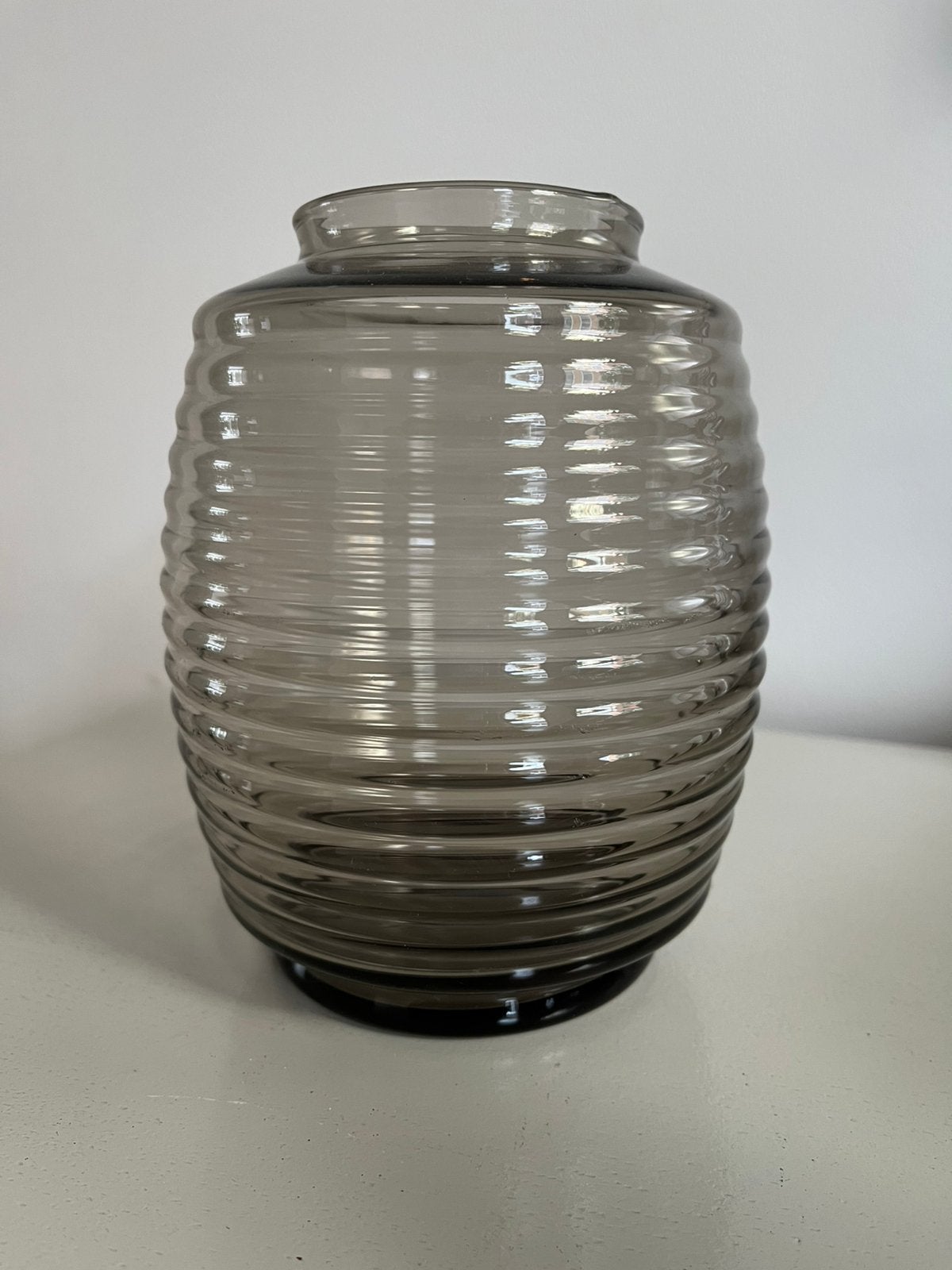 Copier ribbelvaas, Antiek en Kunst, Antiek | Glas en Kristal, Ophalen of Verzenden