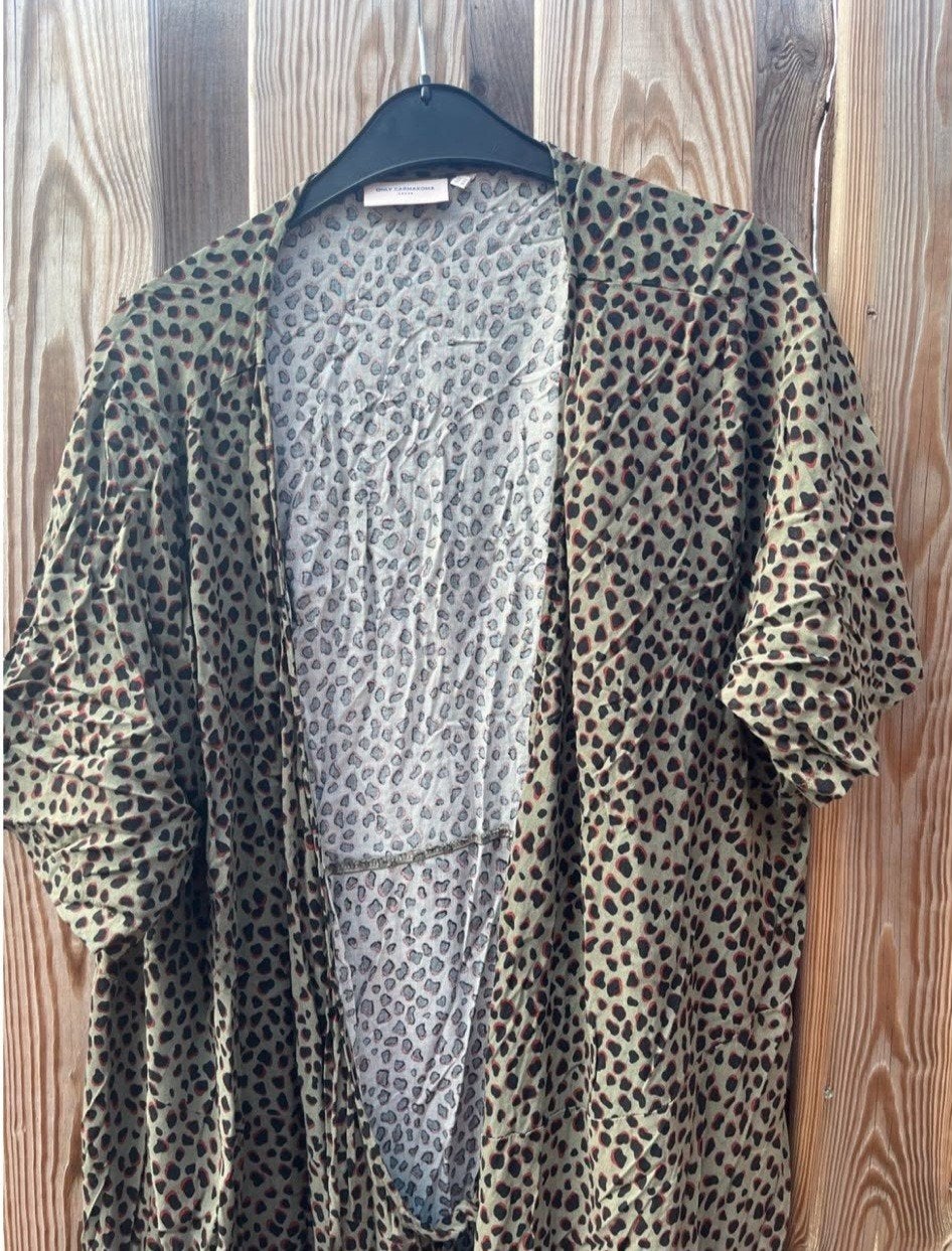 maat 48 Only Carmakoma Leopard Print Kimono - Zo goed als ni, Only Carmakoma, Ophalen of Verzenden, Zo goed als nieuw, Groen